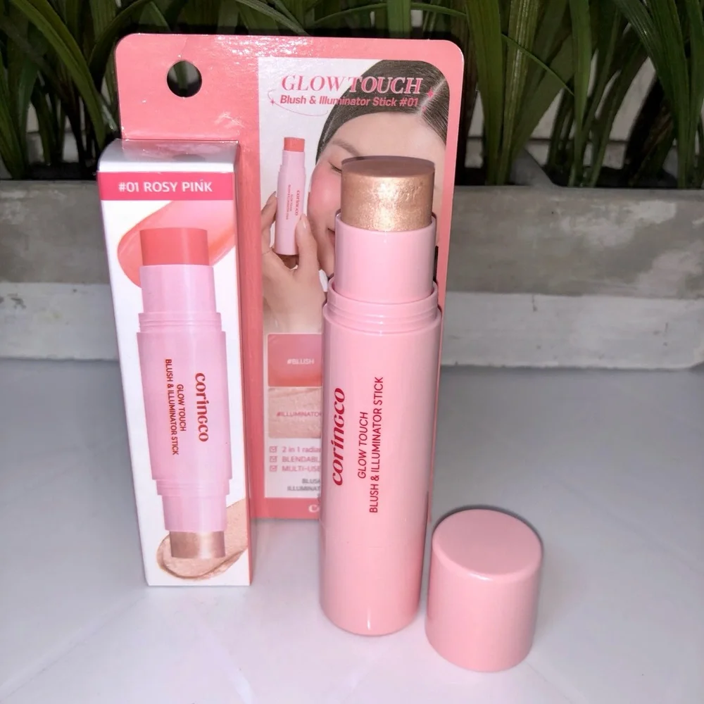BNIB Coringco Kbeauty Glow Touch Blush & Illuminator Stick - Rosy Pink - Picture 3 of 12